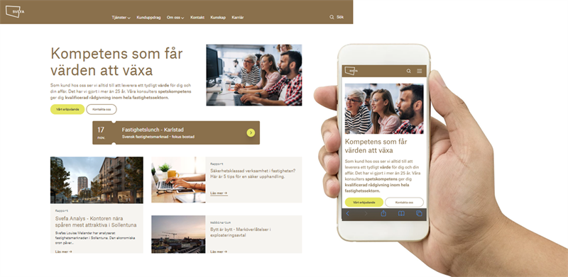Hemsida o mobil hand.